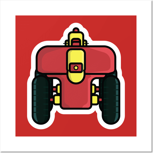 Smart Farming Robot Car Sticker vector illustration. Farm transportation objects icon concept. Robots in agriculture, farming robot, robot greenhouse sticker design logo. Wall Art by AlviStudio